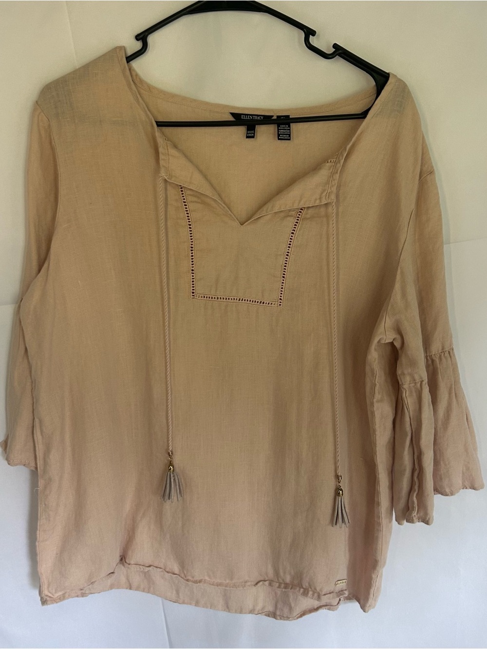 Ellen Tracy linen blouse in size L.
